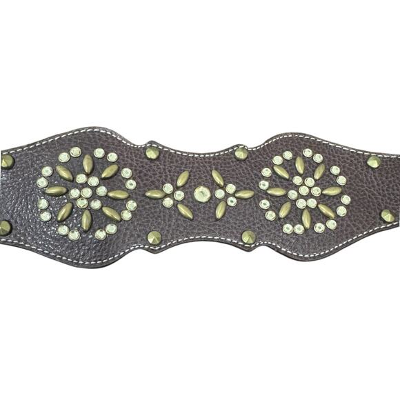 Kathy Van Zeeland Studded Belt Contour Flower Chocolate Size M 32–36" - Picture 8 of 12